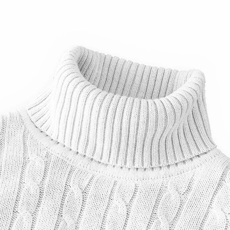New Men's Pullover Knitted Slim Fit Sweaters Casual Turtleneck Sweashirts Casual Warm Tops Basic Solid Color Loose Sweatwear