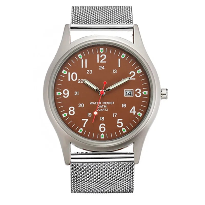 Montre Homme Students Original Brand Watches Men Simple Stainless Steel Band Calendar Quartz Vintage Watch Black Reloj Hombre