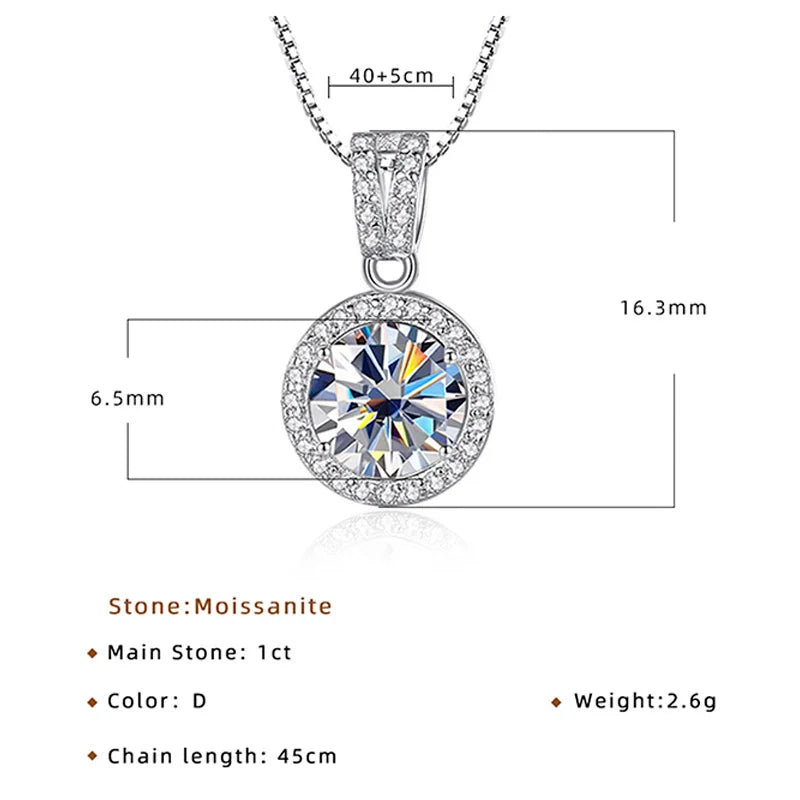 BIJOX STORY Moissanite Diamond Pendant Necklaces For Women 925 Sterling Silver Luxury Chain Trending Iced Bling Wedding Jewelry