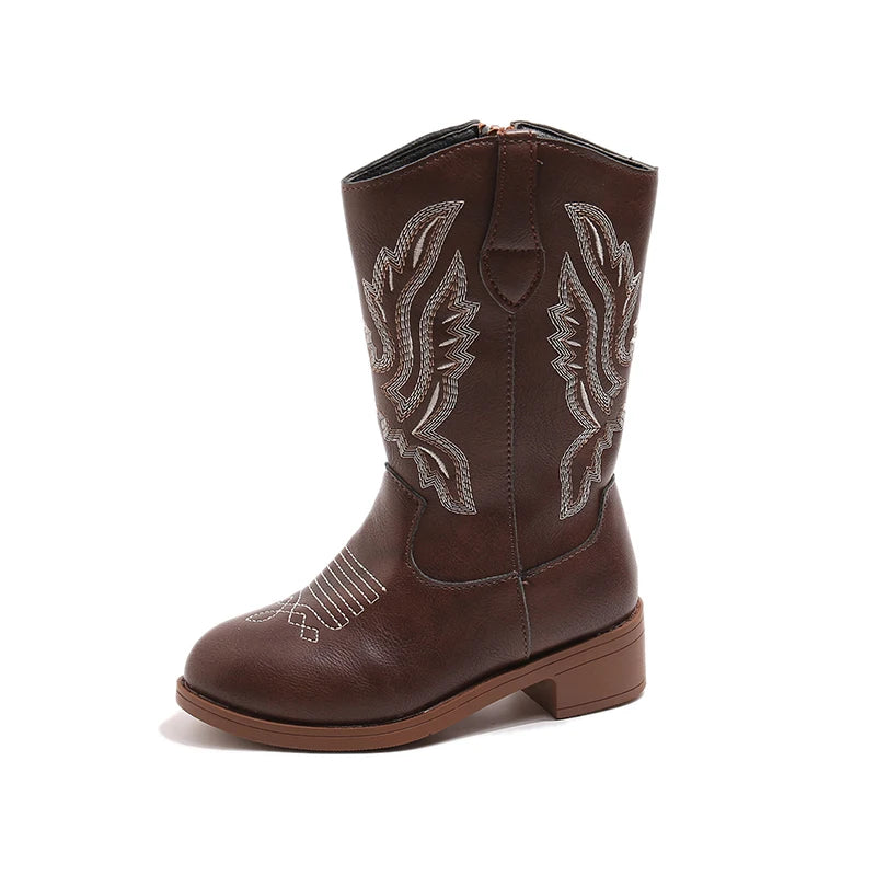 Children's Fashion Boots 3-18 Years Old Embroidered Boys Girls Western Boots Size 27-36 Fall and Winter Tall Kids Boots Shoes
