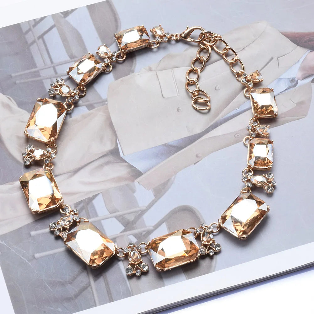 Bohemian Luxury Crystal Statement Necklace Pendants Vintage Large Choker Collier Bijoux Multicolor Big Brand Wedding Jewlery