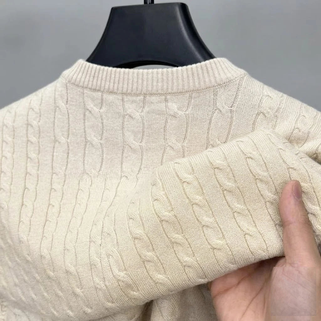 Men's Long Sleeve Cable Knit Sweater Crewneck Pullover Casual Warm Autumn Sweatshirts Knitwear Jumpers Tshirt for Men Streetwear