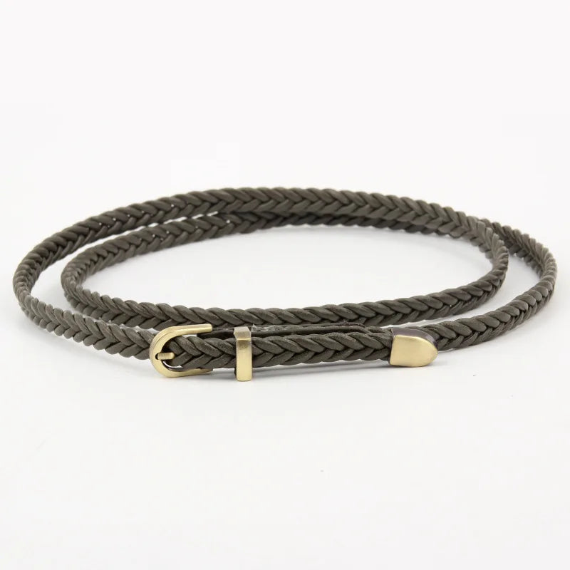 New braided belt female pin buckle retro casual waist belt waist rope decorative dress shirt small belt