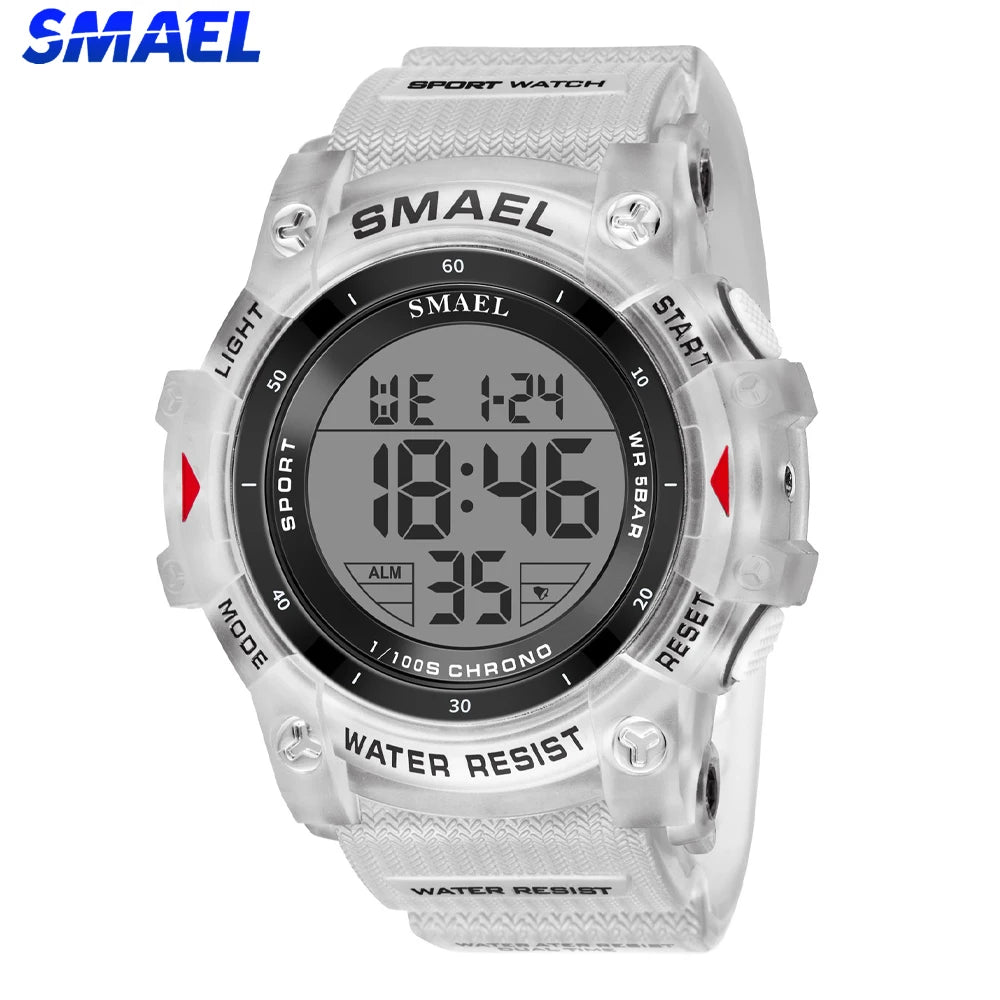 SMAEL Mens Multifunction Digital Sports Watch LED Display Waterproof Stopwatch Alarm Clock Casual Daily Wristwatch Montre Homme