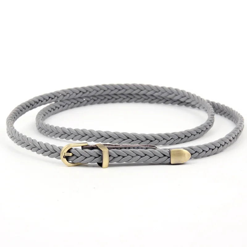 New braided belt female pin buckle retro casual waist belt waist rope decorative dress shirt small belt