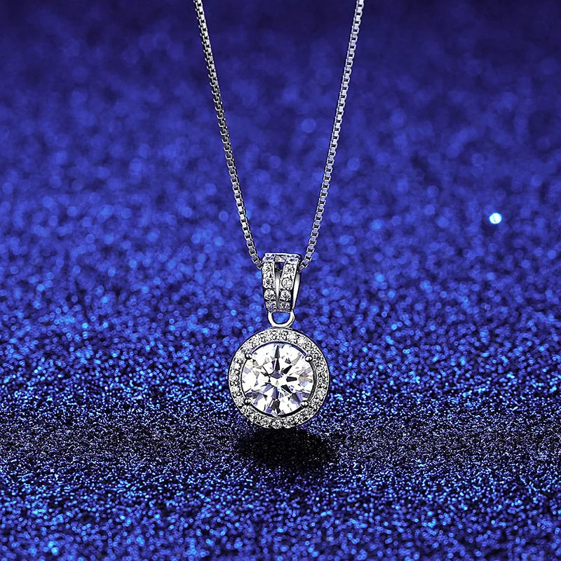 BIJOX STORY Moissanite Diamond Pendant Necklaces For Women 925 Sterling Silver Luxury Chain Trending Iced Bling Wedding Jewelry