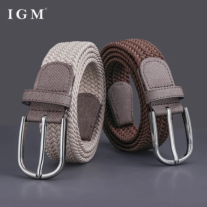 Belt for Men Golf Belt Summer Woven Leather Casual Sports Elastic Adjustable Waistband