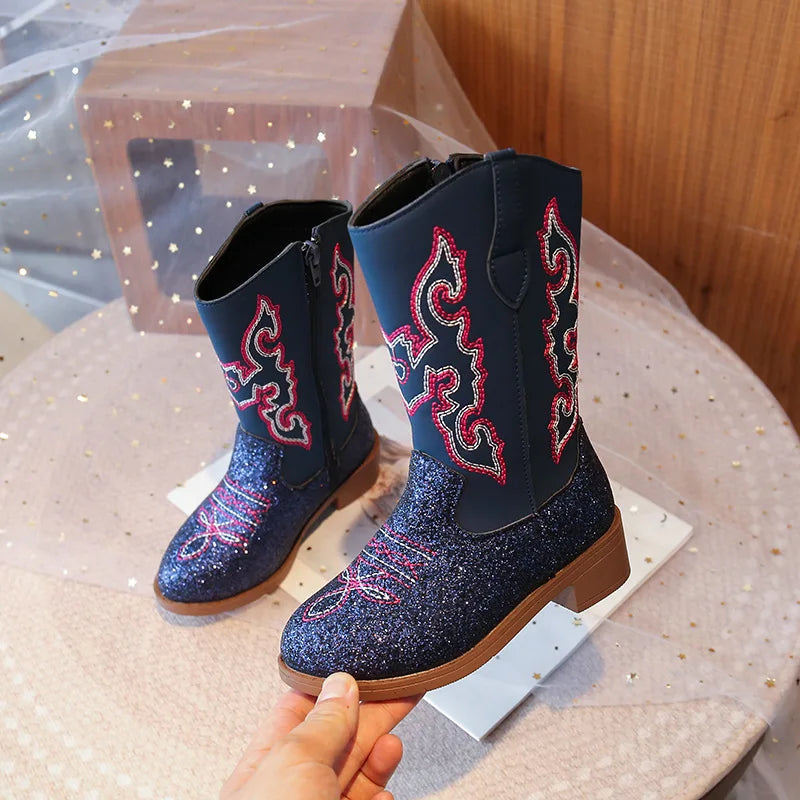 Children's Fashion Boots 3-18 Years Old Embroidered Boys Girls Western Boots Size 27-36 Fall and Winter Tall Kids Boots Shoes