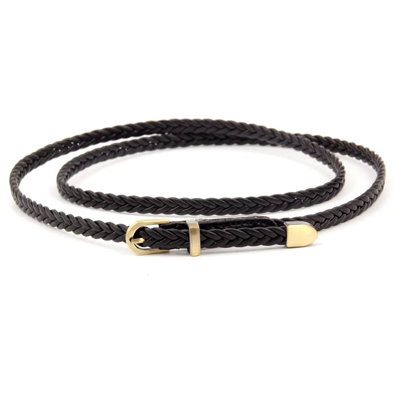 New braided belt female pin buckle retro casual waist belt waist rope decorative dress shirt small belt