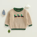 Toddler Boy Girl Fall Sweaters Long Sleeve Round Neck Duck Embroidery Tops Toddler Sweatshirts