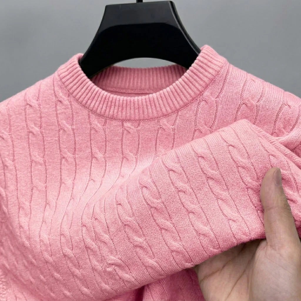Men's Long Sleeve Cable Knit Sweater Crewneck Pullover Casual Warm Autumn Sweatshirts Knitwear Jumpers Tshirt for Men Streetwear