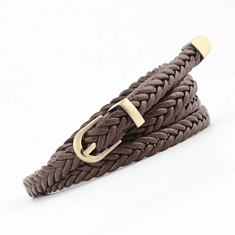 New braided belt female pin buckle retro casual waist belt waist rope decorative dress shirt small belt