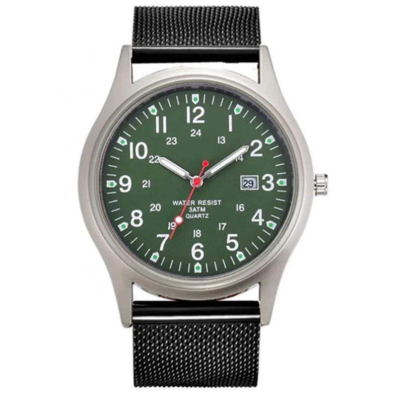 Montre Homme Students Original Brand Watches Men Simple Stainless Steel Band Calendar Quartz Vintage Watch Black Reloj Hombre