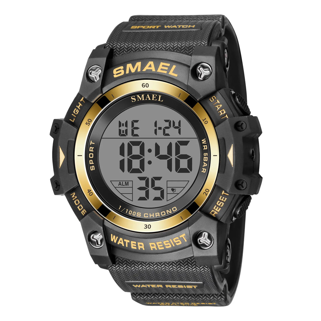 SMAEL Digital Sports Watch for Men LED Display Waterproof Digital Light Stopwatch Multifunctional Casual Outdoor Wristwatch