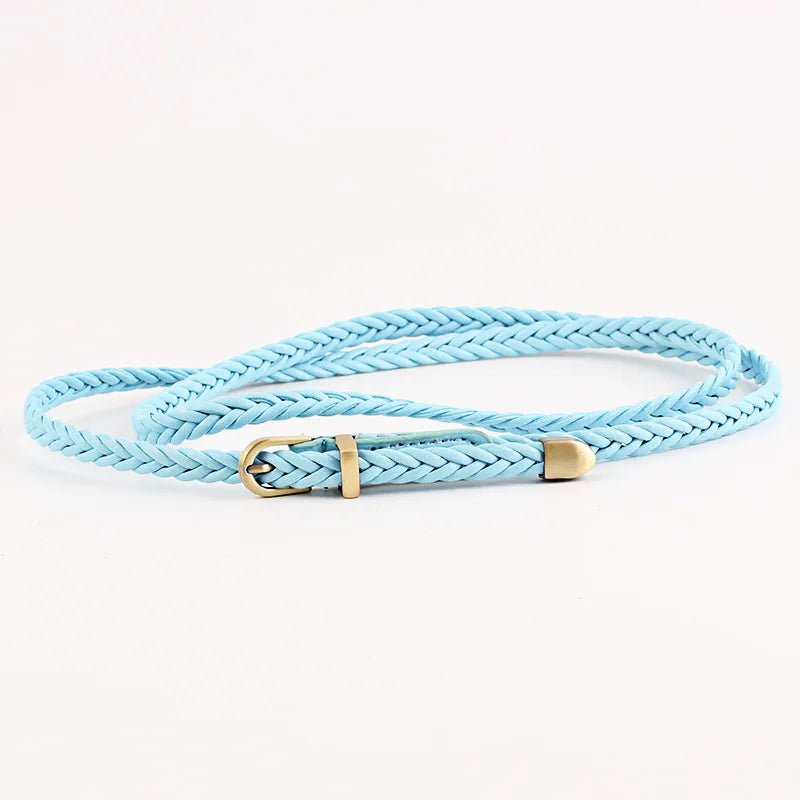New braided belt female pin buckle retro casual waist belt waist rope decorative dress shirt small belt