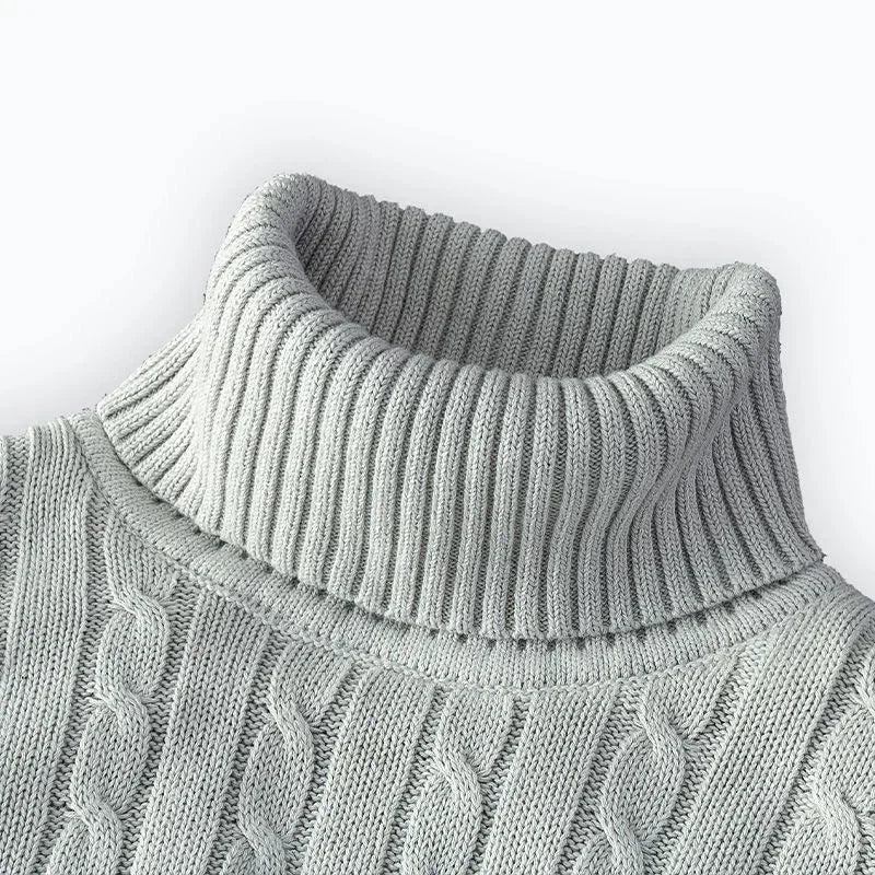 New Men's Pullover Knitted Slim Fit Sweaters Casual Turtleneck Sweashirts Casual Warm Tops Basic Solid Color Loose Sweatwear