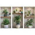 3pcs/set Simulated Archway Niche Potted Plant Painting Stairway Entrance Hall Wall Stickers Peel & Stick Art Mural Wall Decals