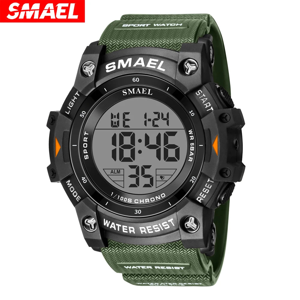 SMAEL Digital Sports Watch for Men LED Display Waterproof Digital Light Stopwatch Multifunctional Casual Outdoor Wristwatch