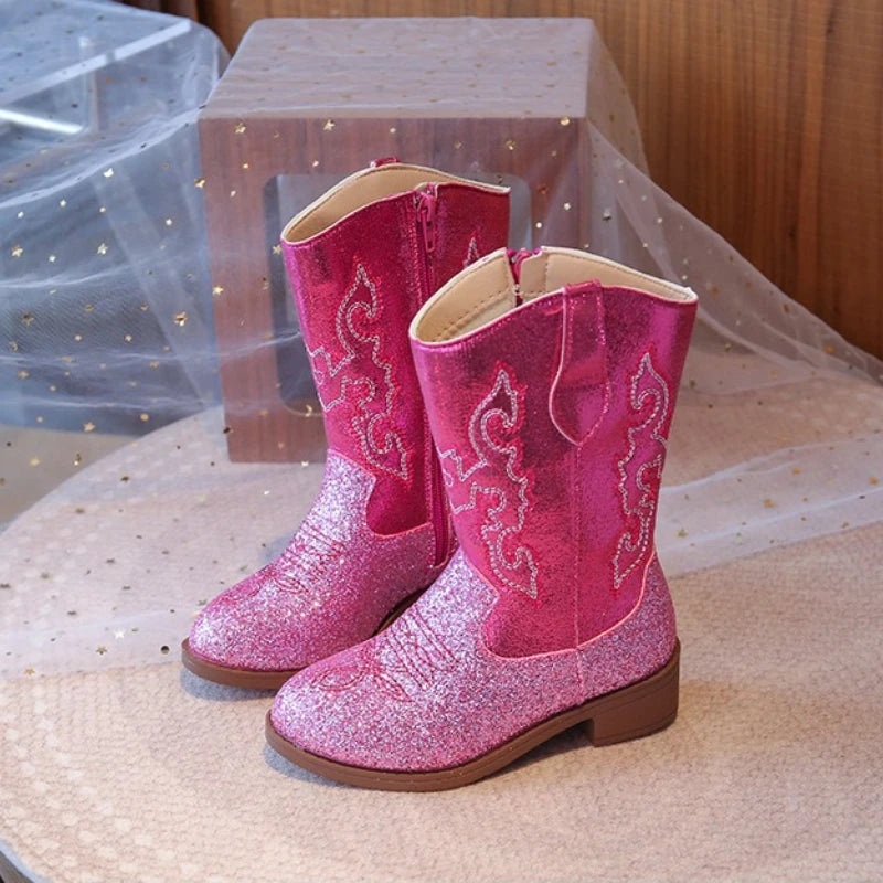 Children's Fashion Boots 3-18 Years Old Embroidered Boys Girls Western Boots Size 27-36 Fall and Winter Tall Kids Boots Shoes