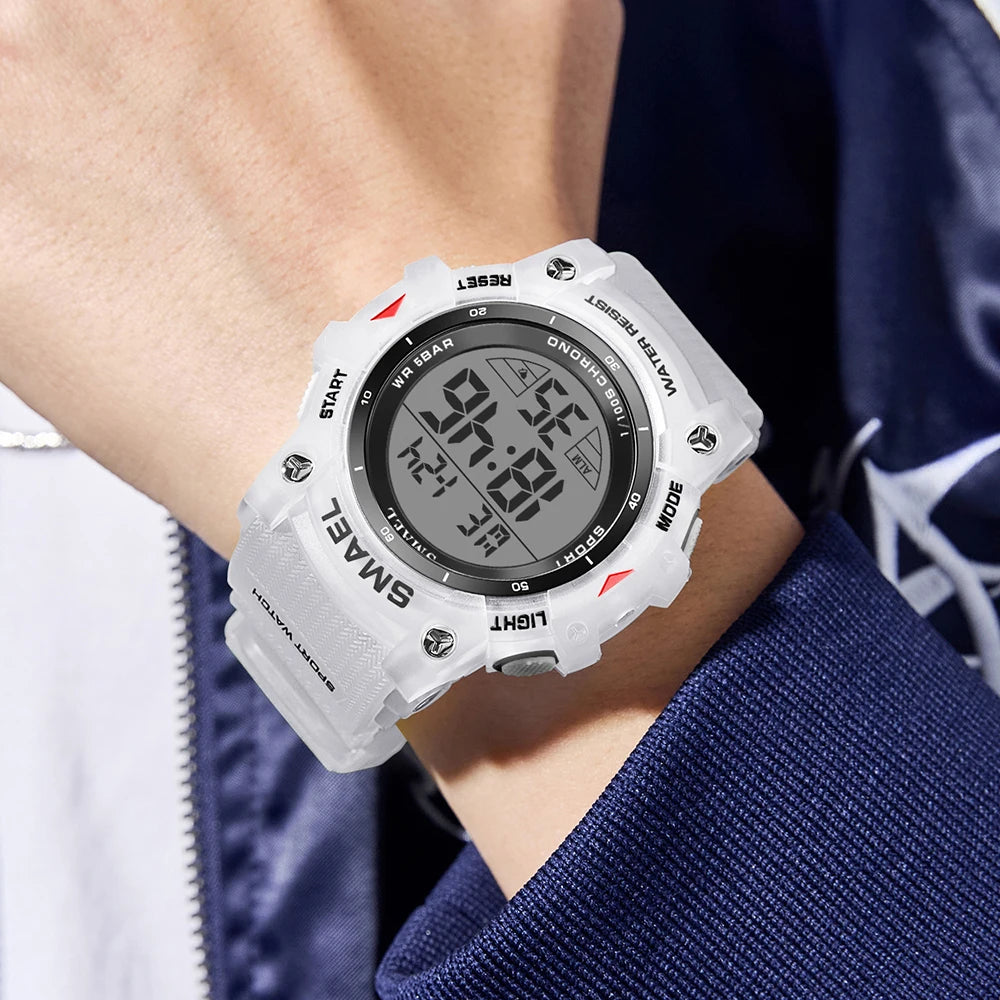 SMAEL Mens Multifunction Digital Sports Watch LED Display Waterproof Stopwatch Alarm Clock Casual Daily Wristwatch Montre Homme