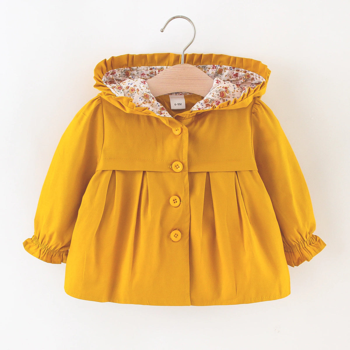 Baby Girl Jacket Spring And Autumn Cotton Solid Color Hooded Floral Long Sleeved Baby Tops Simple And Cute Baby Girl Clothing