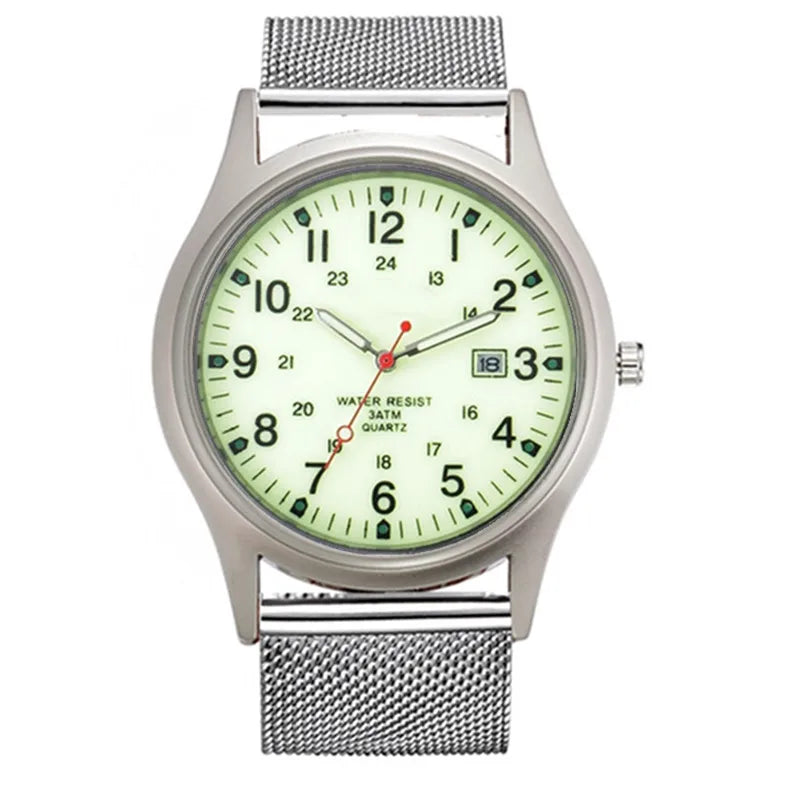 Montre Homme Students Original Brand Watches Men Simple Stainless Steel Band Calendar Quartz Vintage Watch Black Reloj Hombre