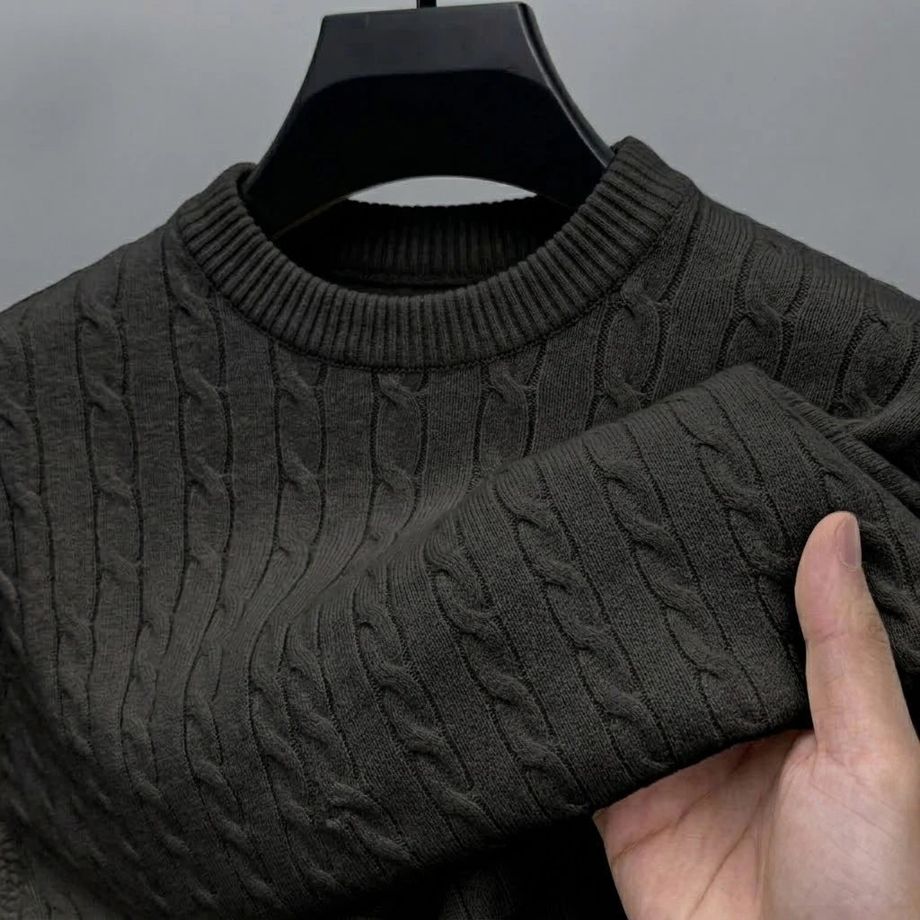 Men's Long Sleeve Cable Knit Sweater Crewneck Pullover Casual Warm Autumn Sweatshirts Knitwear Jumpers Tshirt for Men Streetwear