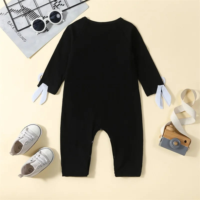 Baby Girls Boys Rompers Crew Neck Metal Hole Patchwork Scissor Decor Long Sleeve Toddler Clothes Fall Bodysuits