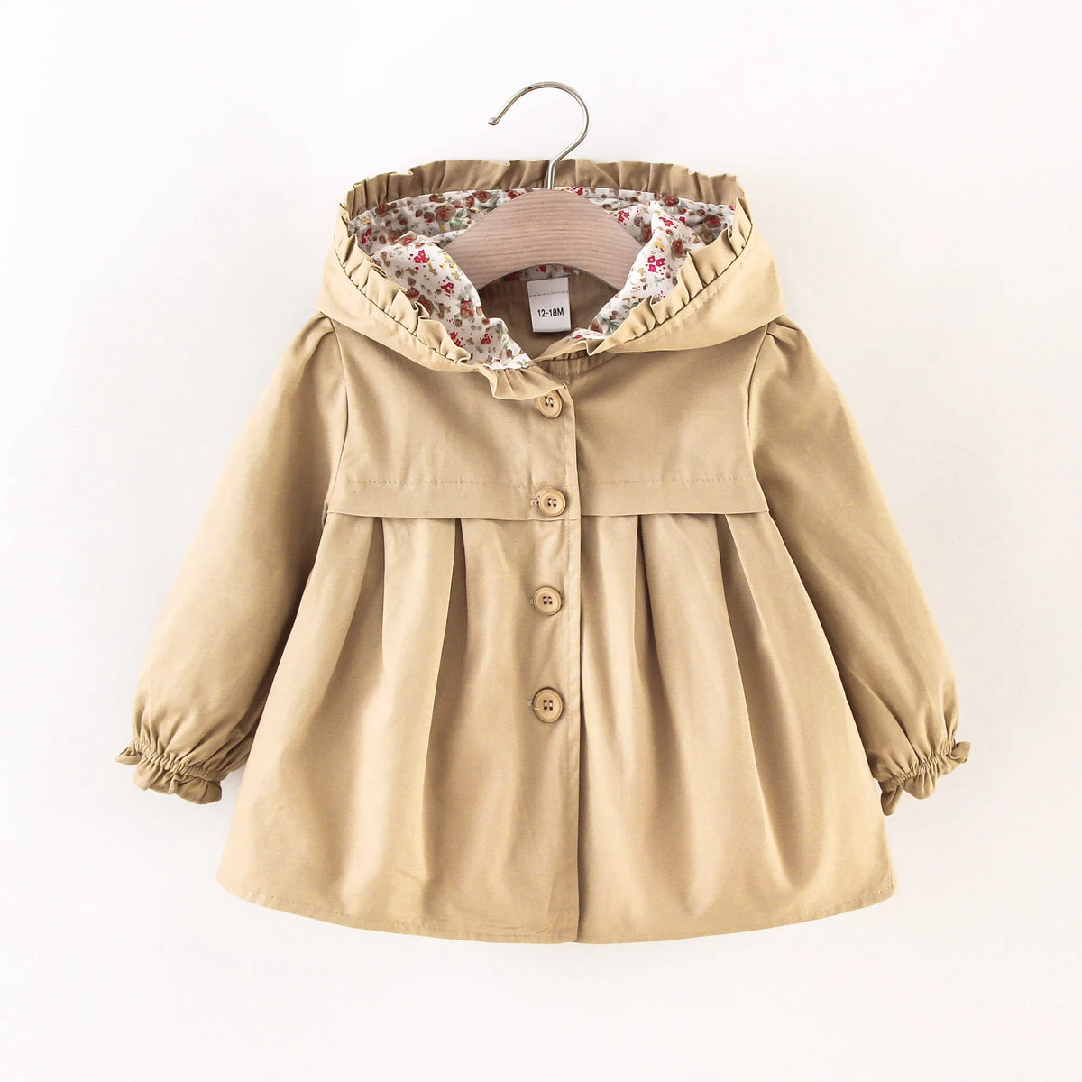 Baby Girl Jacket Spring And Autumn Cotton Solid Color Hooded Floral Long Sleeved Baby Tops Simple And Cute Baby Girl Clothing